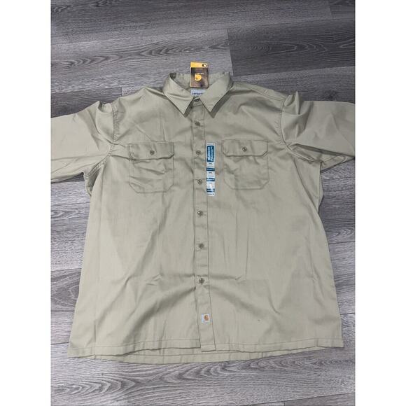 Carhartt Work Shirt Mens 3XL Button-Up Tan Long Sleeve Pockets S224 KHI Adult - Picture 2 of 8